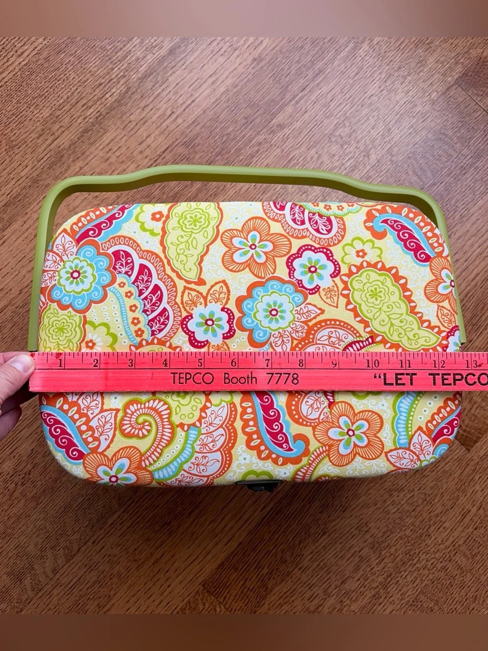 Vintage Dritz St. Jane Sewing Basket Box Paisley Print with Tray Retro Y2K Boho